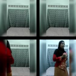 Hijab hitam pakai KEBAYA merah ketat -